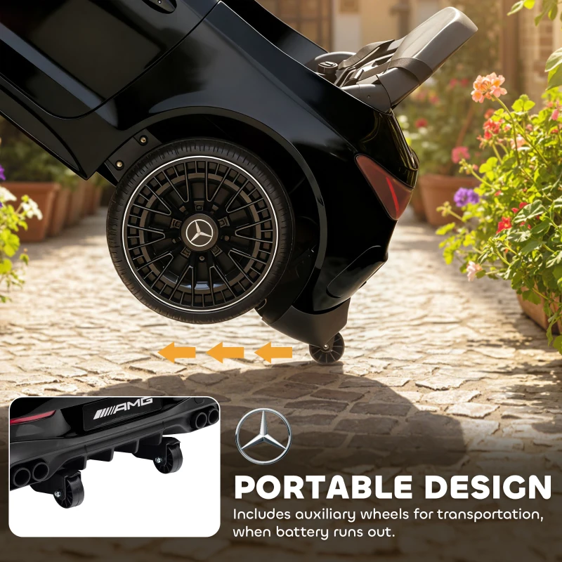 AIYAPLAY Licensed Mercedes AMG Kids Electric Car, 12V Ride On Car with Dual Motors, Remote Control for 3-6 Years, Black