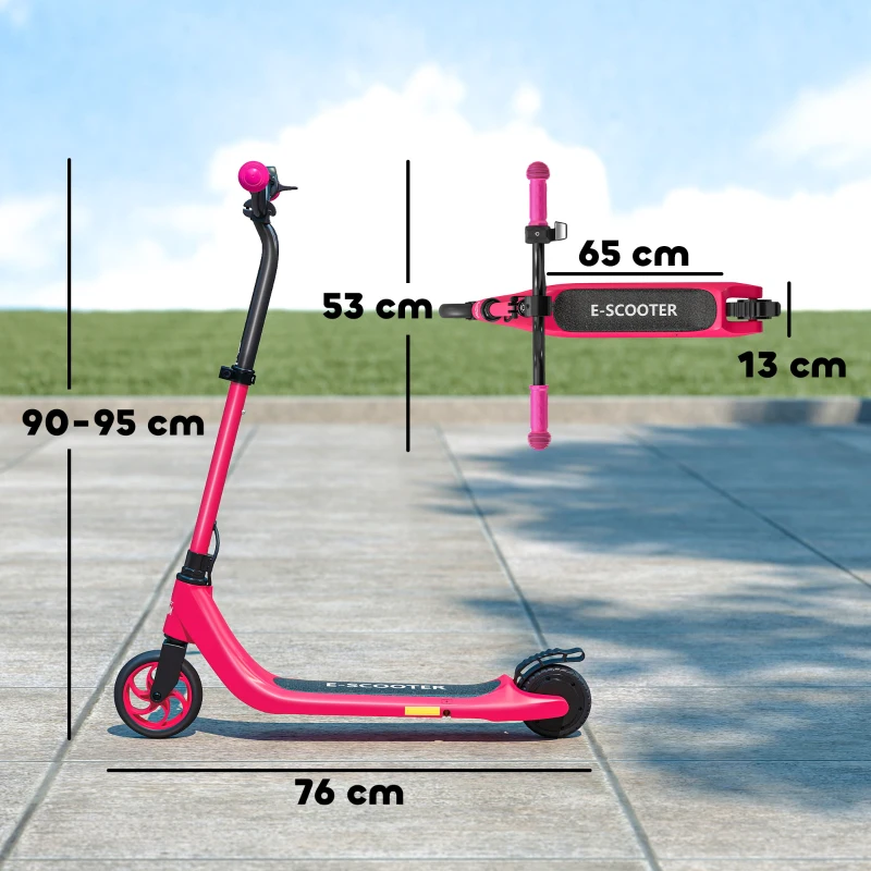 HOMCOM Kids Electric Scooter, Electric Scooters for Kids Ages 6+, 8 KM/H & 6 KM Lightweight E-Scooter, Adjustable Height, Rear Brake - Pink