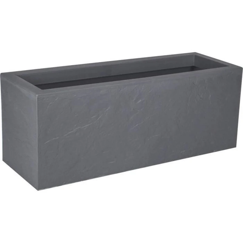 EDA Jardiniere VOLCANIA UP - 57 L - 79,5 x 29,5 x 29,5 cm - Gris galet - Décor Imitation Pierre