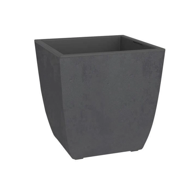 EDA Bac a fleurs Carré DIVA BASALT -  42 L - 43,5 x 43,5 x H.44,2 cm - Bac intérieur amovible - Gris anthracite