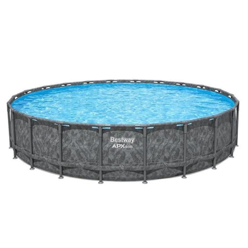 Kit piscine hors sol tubulaire BESTWAY - APX 365™  - 671 x 132 cm - Ronde (Filtre a sable, 500 g polysphere, échelle, bâche)