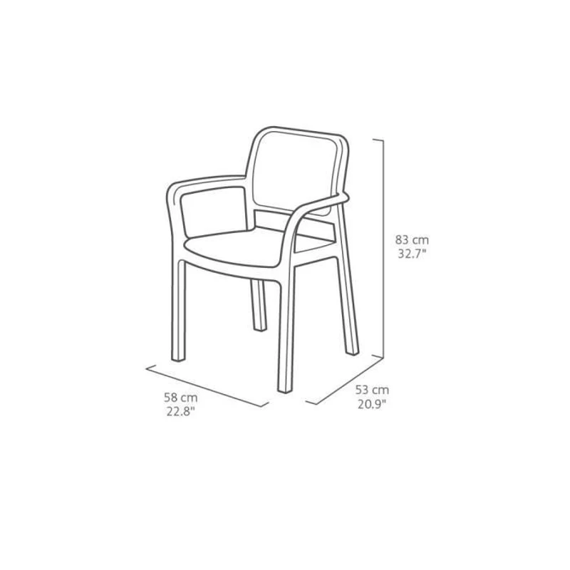 Lot de 6 fauteuils de jardin - Allibert by KETER - BELLA - En résine - Coloris : gris graphite - Empilable