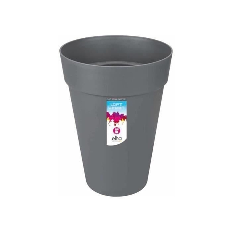 ELHO Pot de fleurs Loft Urban rond Haut - Ø 42 x H 56 cm - Extérieur - 100% recyclé - Noir