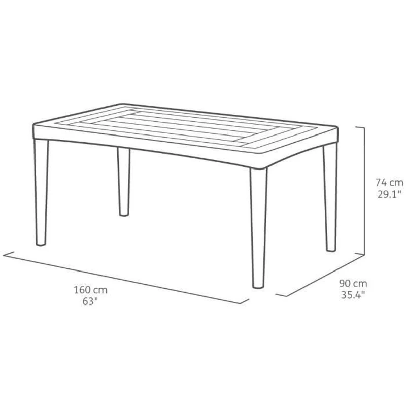 Table de jardin - rectangulaire - gris graphite - en résine - 6 personnes - Girona - Allibert by KETER
