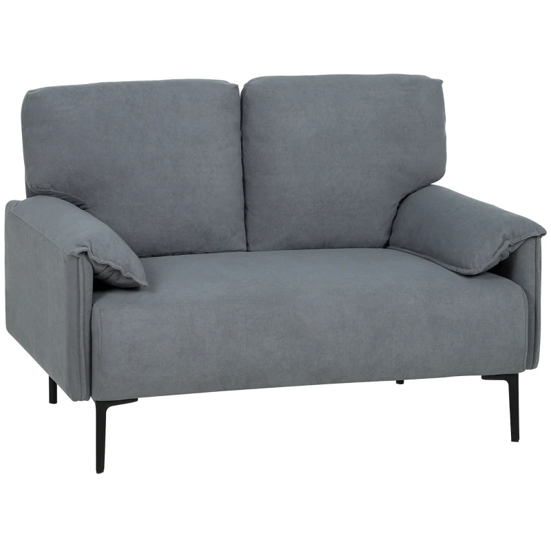 HOMCOM sofa 2-osobowa, grube poduszki, welurowe obicie, sofa tapicerowana, czarny