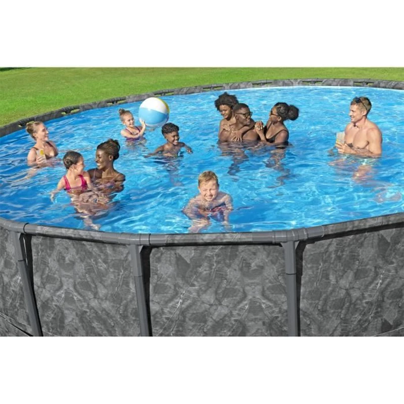 Kit piscine hors sol tubulaire BESTWAY - APX 365™  - 671 x 132 cm - Ronde (Filtre a sable, 500 g polysphere, échelle, bâche)