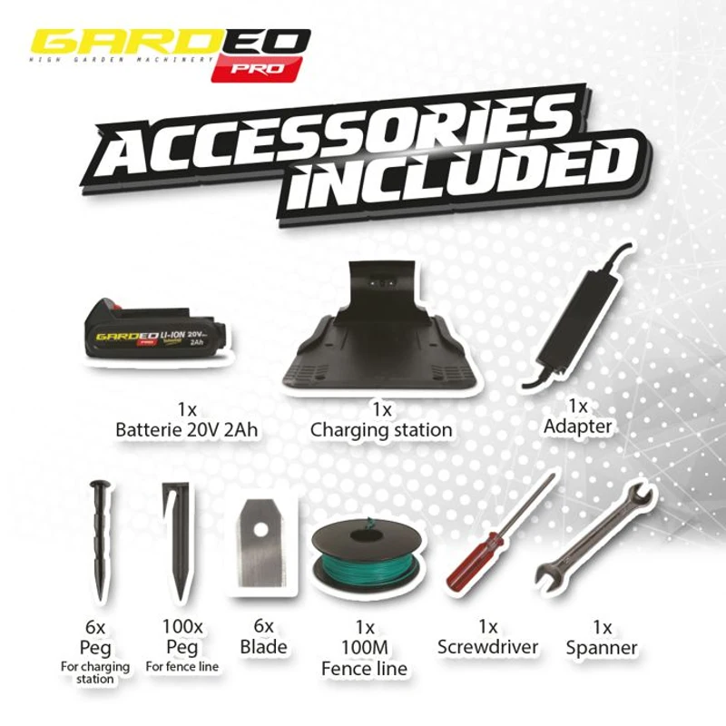 Tondeuse Robot - GARDEO - GRO20V20WIFI-2A - 20V - 800m² - Programmable Wifi