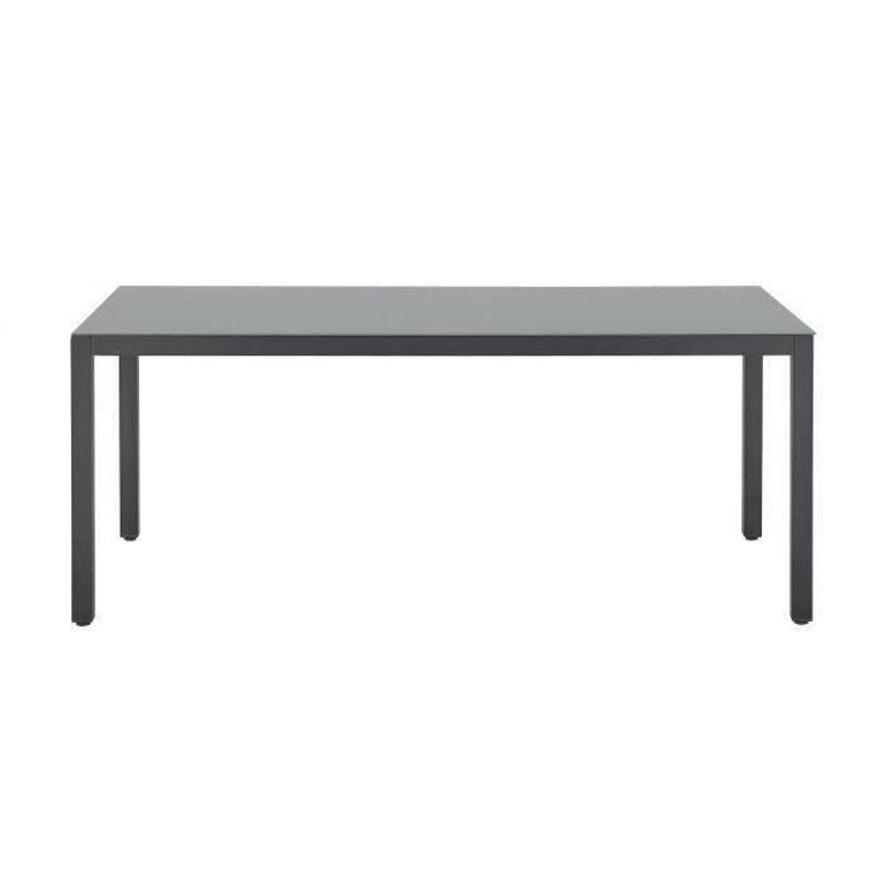 Ensemble table de jardin 6 personnes : Table + 6 chaises - Structure en aluminium - L180 x P 90 x H 72 cm - Gris anthracite