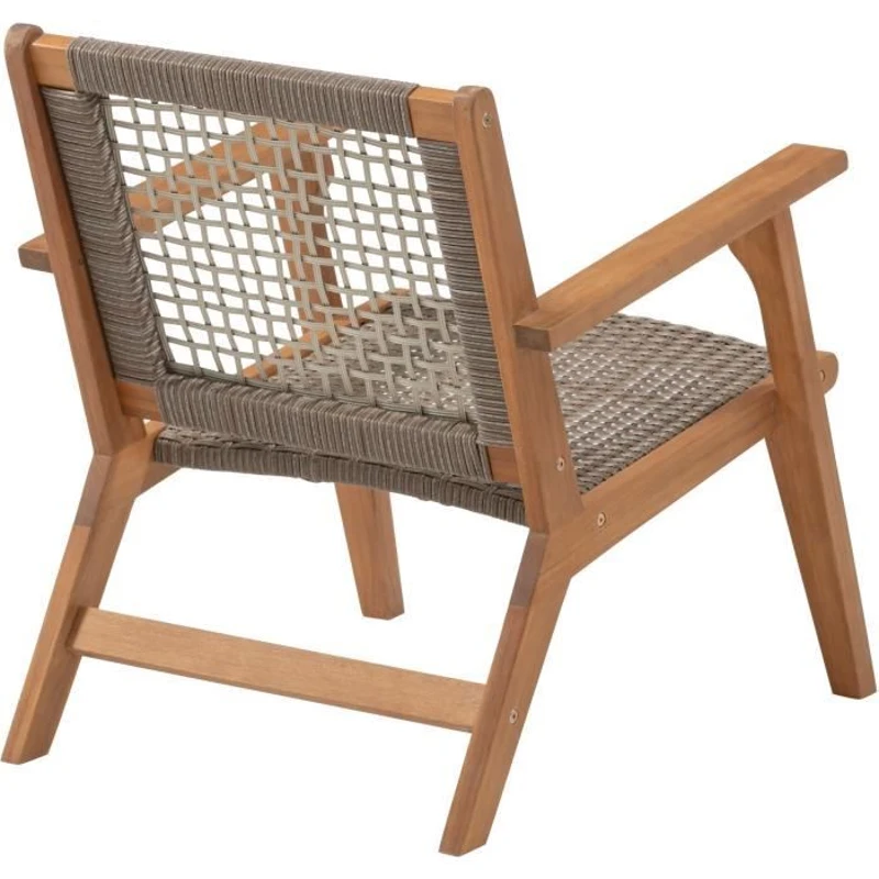 Fauteuil de jardin bas en bois d'Acacia FSC et en résine tressée - BORA - l60xP76xH73 cm