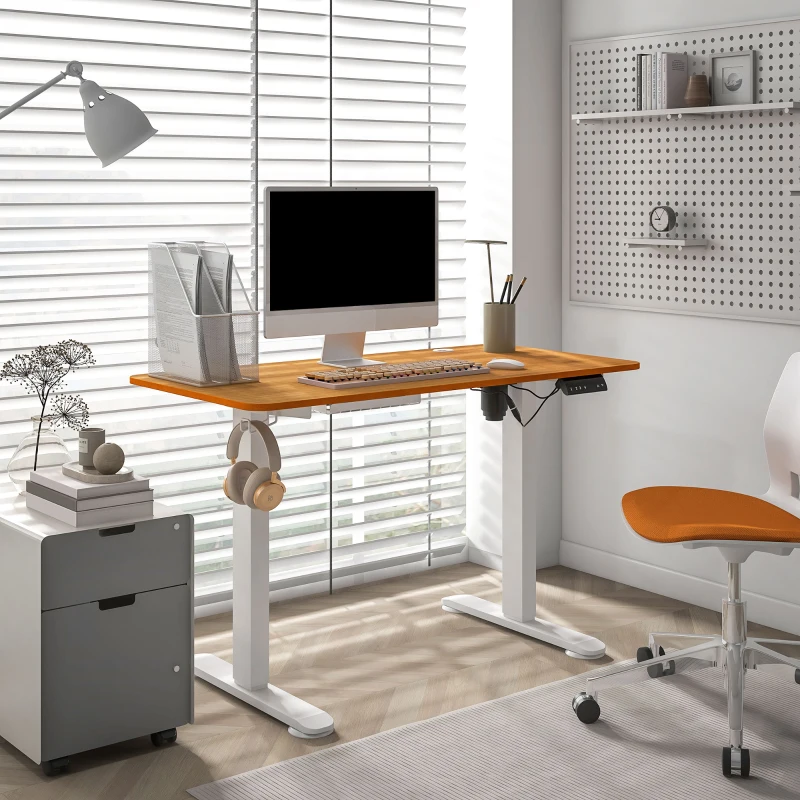 Vinsetto Zit-sta Bureau, in hoogte verstelbaar, 120x60x72-116cm, Natuur/Wit(m-10)