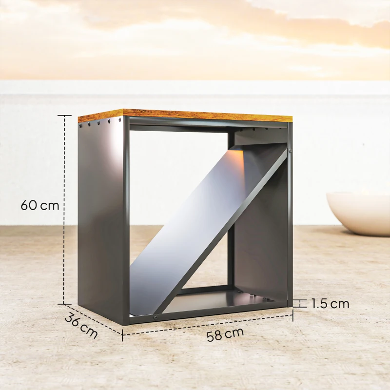 Outsunny Portalegna 2-in-1 da interno rialzato con divisore metallo, 58 x 36 x 60 cm Nero