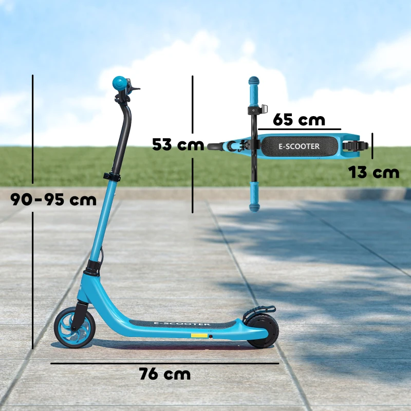 HOMCOM Kids Electric Scooter, Electric Scooters for Kids Ages 6+, 8 KM/H & 6 KM Lightweight E-Scooter, Adjustable Height, Rear Brake - Blue
