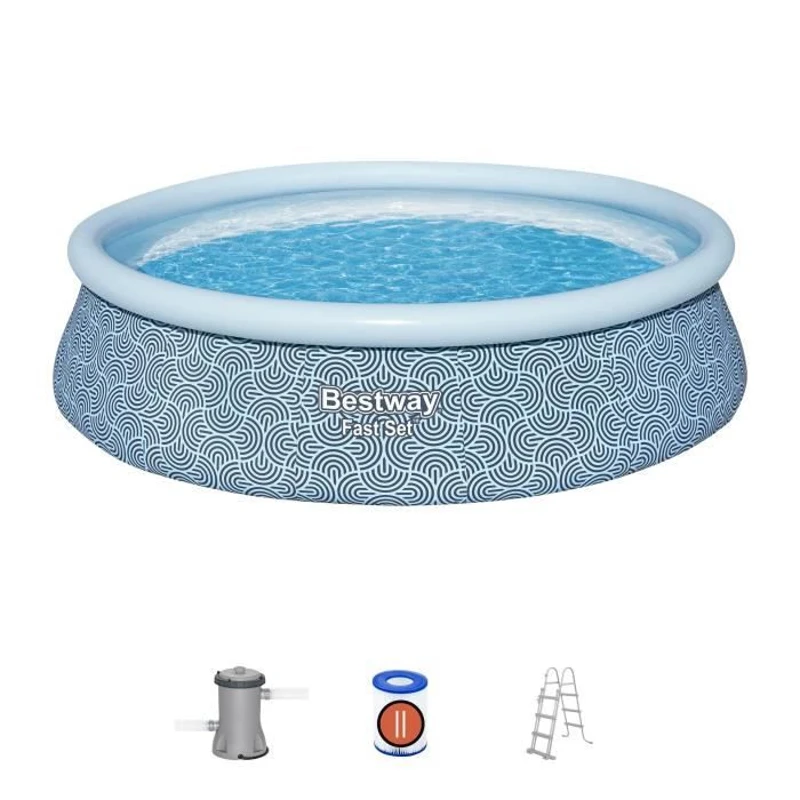Kit Piscine gonflable BESTWAY -  Fast Set™ - 457 x 107 cm - Ronde (Filtre a cartouche, échelle, 1 cartouche)