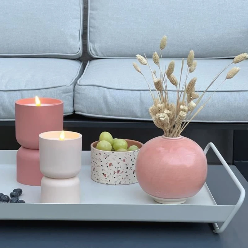 Lampe de table d'extérieur - BRILLIANT - LOVERE - Forme bougie - Plastique - 3 W - Beige et brun clair