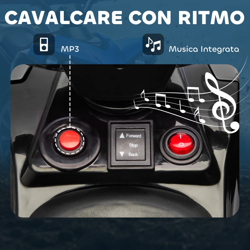 AIYAPLAY Quad Elettrico per Bambini ATV con Batteria Ricaricabile 6V, Fari LED e Musica, Età 3-8 Anni, Blu