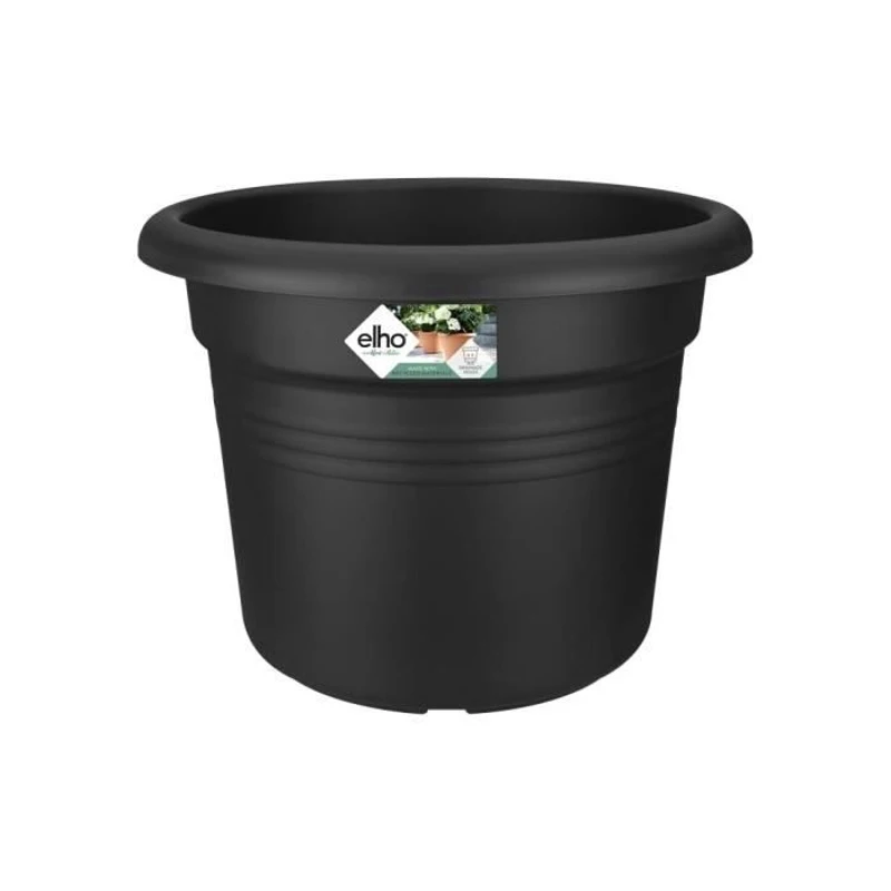 ELHO Pot de fleurs Green Basics Cilinder - Ø 64 x H 49 cm - Extérieur - 100% recyclé - Noir