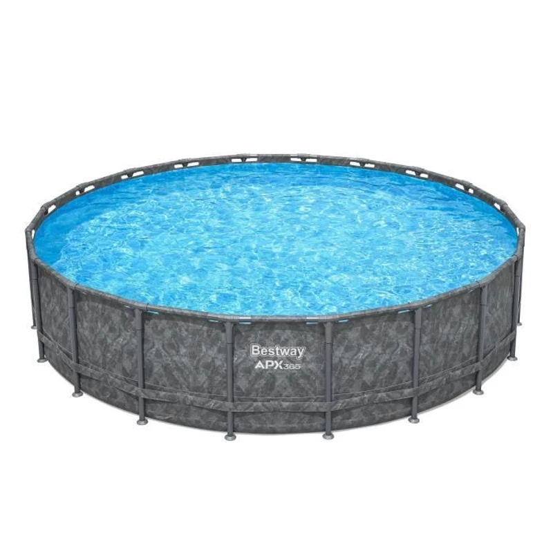 Kit Piscine hors sol tubulaire BESTWAY - APX 365™ - 610 x 132 cm - Ronde (Filtre a sable, 500g polysphere, échelle, bâche)