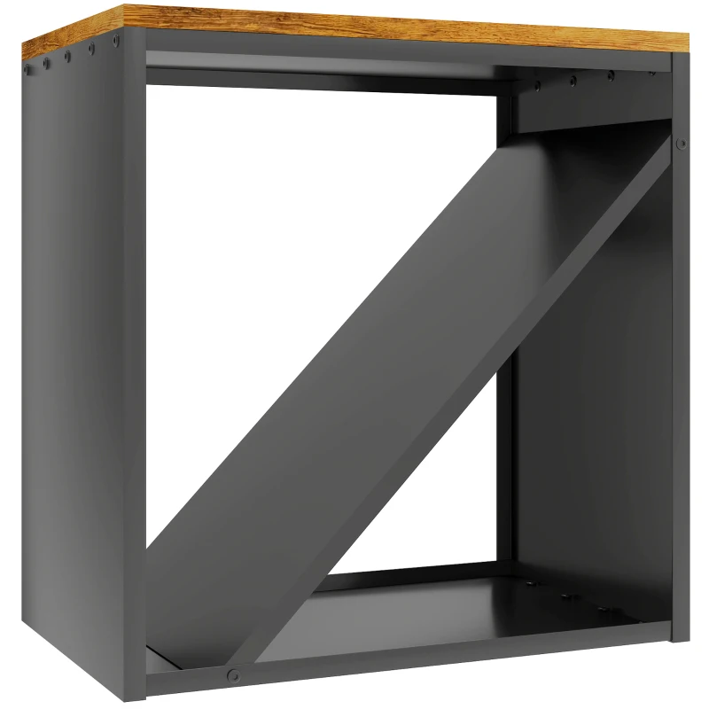 Outsunny Portalegna 2-in-1 da interno rialzato con divisore metallo, 58 x 36 x 60 cm Nero