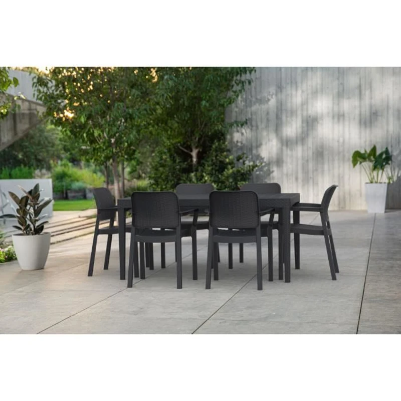 Lot de 6 fauteuils de jardin - Allibert by KETER - BELLA - En résine - Coloris : gris graphite - Empilable
