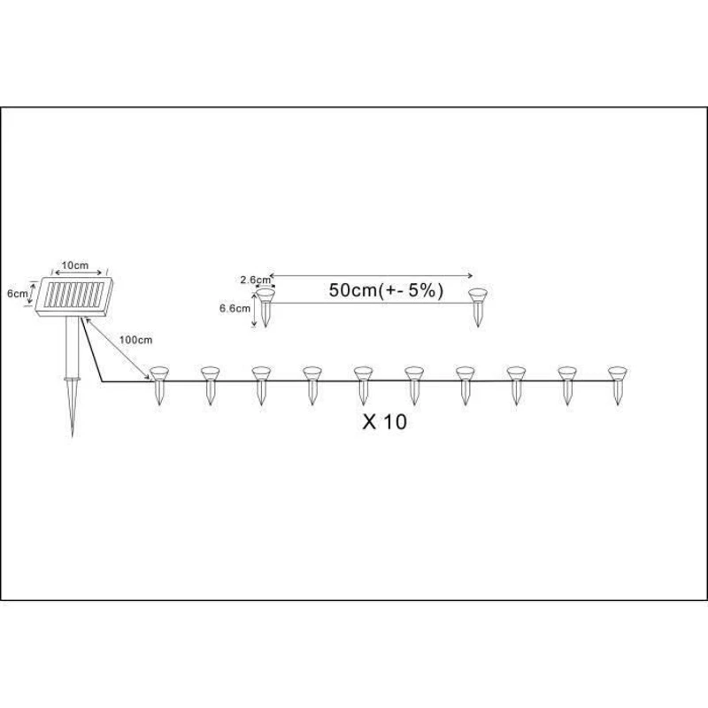 Guirlande solaire a planter 10 LED blanches - GALIX - 5m - 0,5W - 100 Lumens - 8h d'éclairage