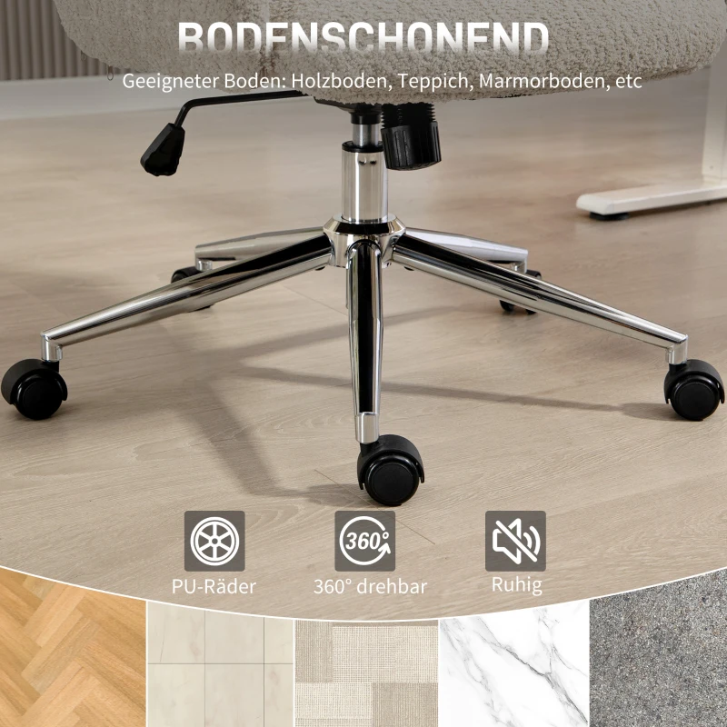 HOMCOM Bürostuhl mit verstellbarer Kopfstütze, ergonomischer Schreibtischstuhl, Kippfunktion, höhenverstellbar, Grauweiß(m-8)