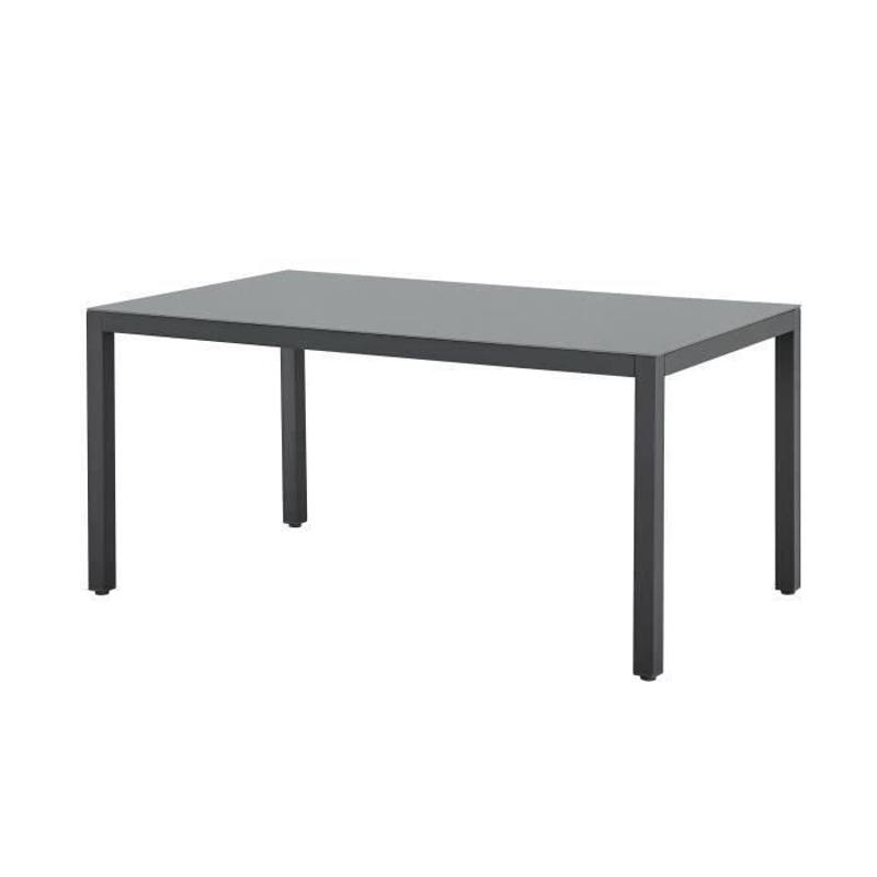 Ensemble repas de jardin : Table 160 cm + 6 chaises - Structure en aluminium - Gris anthracite