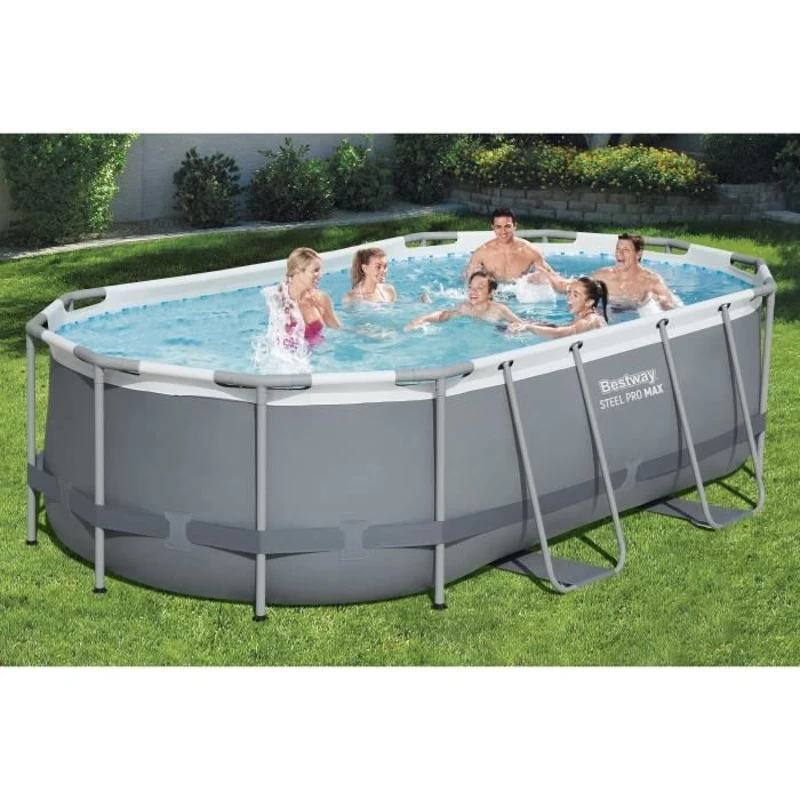 Kit Piscine hors sol tubulaire BESTWAY - Steel Pro MAX™ - 427 x 250 x 100 cm - Ovale (Avec filtre a cartouche, 1 cartouche et échell