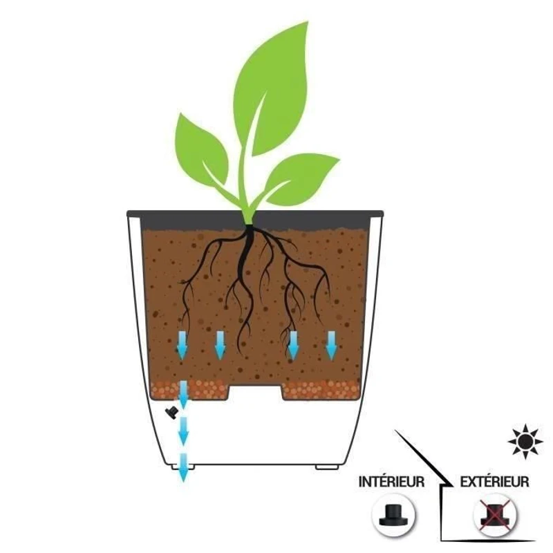 EDA Bac a fleurs Carré DIVA BASALT -  42 L - 43,5 x 43,5 x H.44,2 cm - Bac intérieur amovible - Gris anthracite