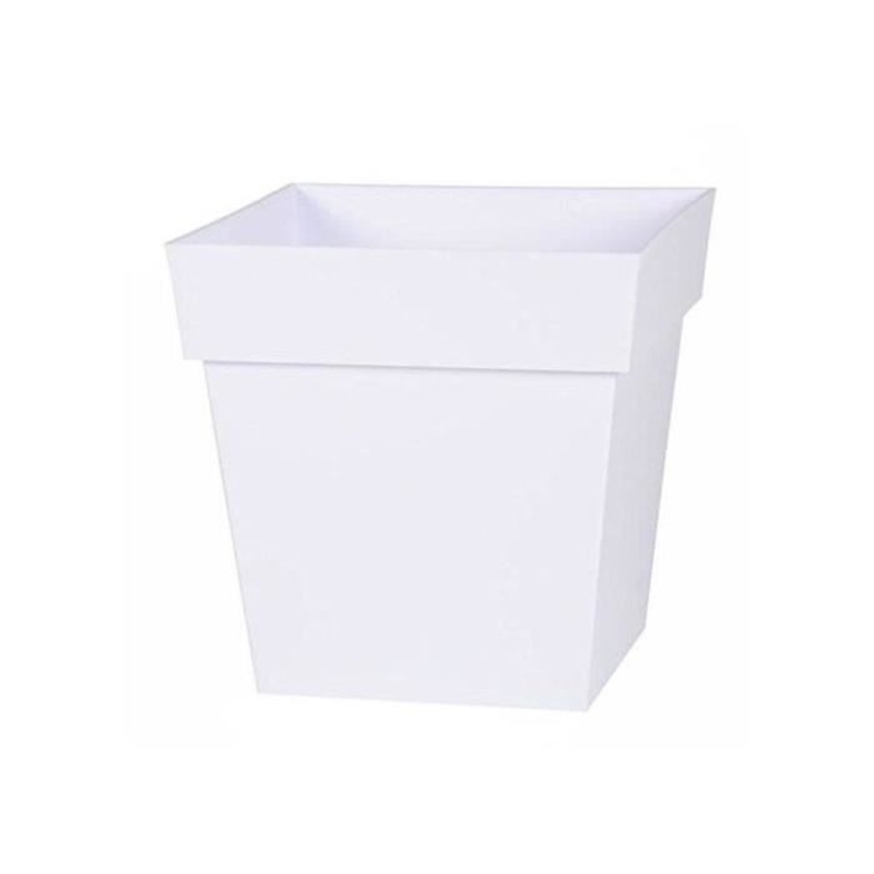 EDA Pot de fleur carré TOSCANE - 22 L - 32 x 32 x H 32 cm - Blanc