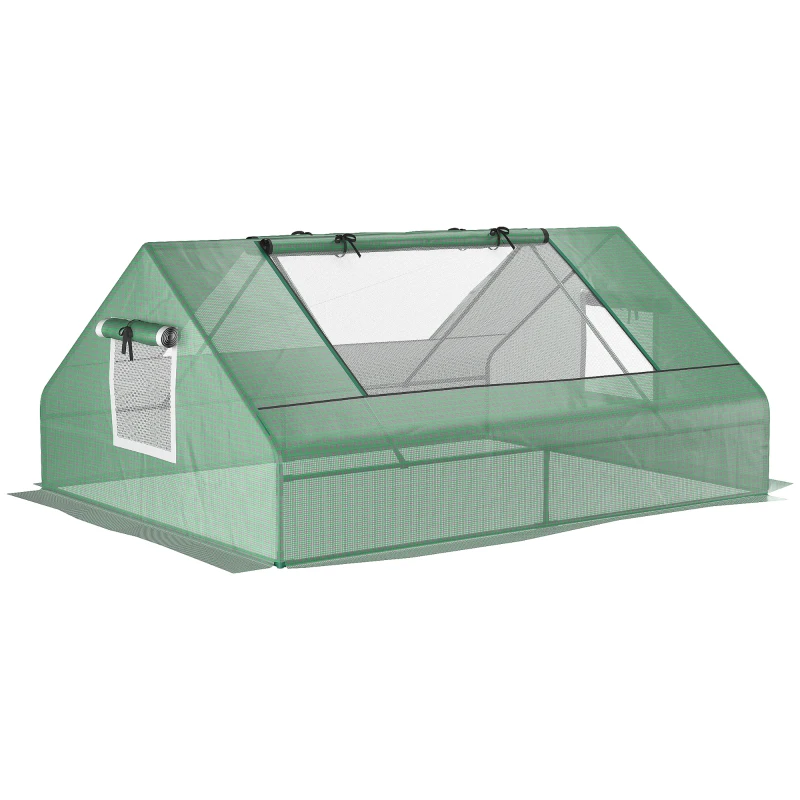 Outsunny Sera Rectangulara de Gradina din Otel cu invelis din PE, Usi rulante si Ferestre, 180x140x80cm, Verde