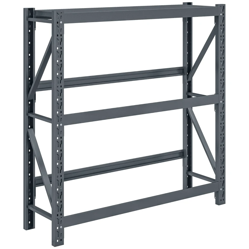 HOMCOM Raft Autoportant pentru Cutii cu 3 Niveluri, Raft pentru 6 Cutii cu Înălțime Reglabilă, 110x30x110 cm, Gri