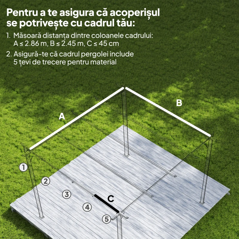 Outsunny Acoperis Retractabil Pergola UV30+ Gri Inchis