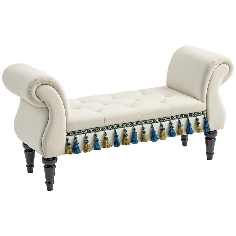 HOMCOM Upholstered bench, seat bench, vintage design, up to 150 kg, 117x40x58 cm, Beige