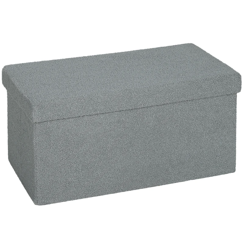 HOMCOM Storage Ottoman, Upholstered Bench with Storage and Lid for Living Room, Bedroom, Hallway, Dark Gray