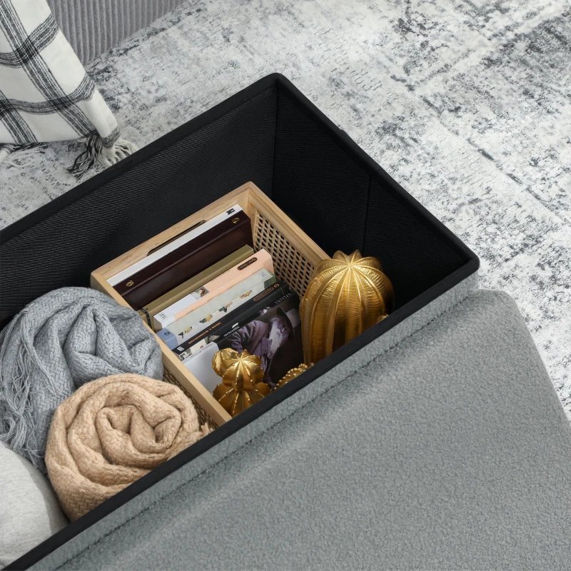 HOMCOM Storage Ottoman, Upholstered Bench with Storage and Lid for Living Room, Bedroom, Hallway, Dark Gray