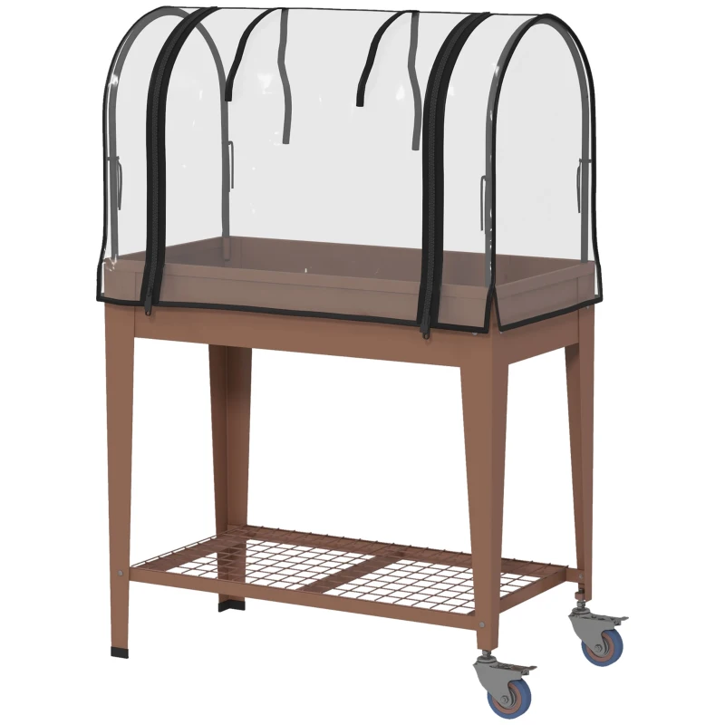 Outsunny Strat de gradina inaltat cu acoperis de sera, Jardiniera