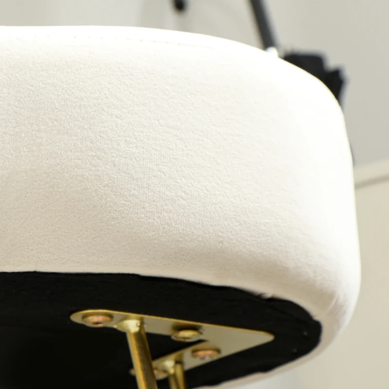 HOMCOM Upholstered Stool, Clover-Shaped Seat, Fabric Cover, Steel Legs, Cream White