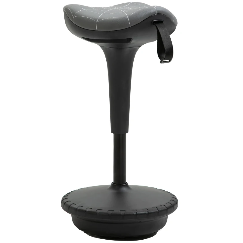 Vinsetto Office stool with swivel function, ergonomic stool, height-adjustable 65.5-83.5 cm 120° tiltable Gray