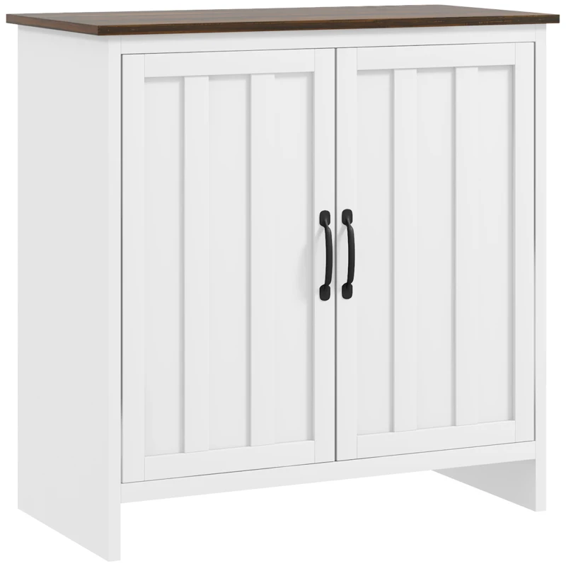 HOMCOM Bufet Modern pentru Bucătărie, Mobilier cu 2 Uși și Raft Reglabil din Lemn, 80x39,7x80 cm, Alb