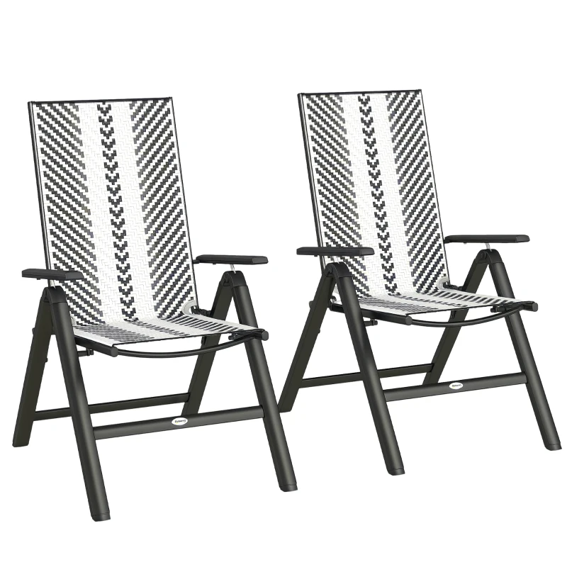 Outsunny Set of Two Rattan Reclining Garden Chairs - Grey