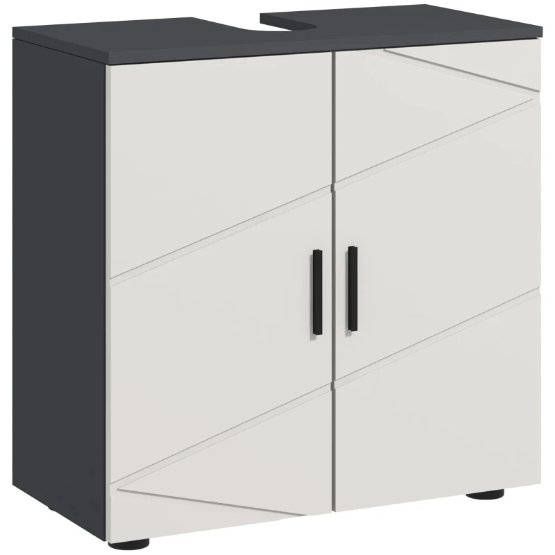 kleankin Bathroom Cabinet, Bath Dresser, Sink Base Cabinet, 2 Shelves, Wood, Light Gray