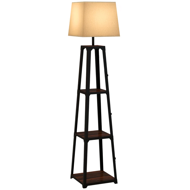 HOMCOM Lampa de Podea Rafturi Lampi Moderne Inalte Independente pentru Camera de Zi Dormitor cu Abajur din Material Textil lampa de masa veioza decor stil vintage decor casa iluminat casa lampa din rattan otel lemn metal