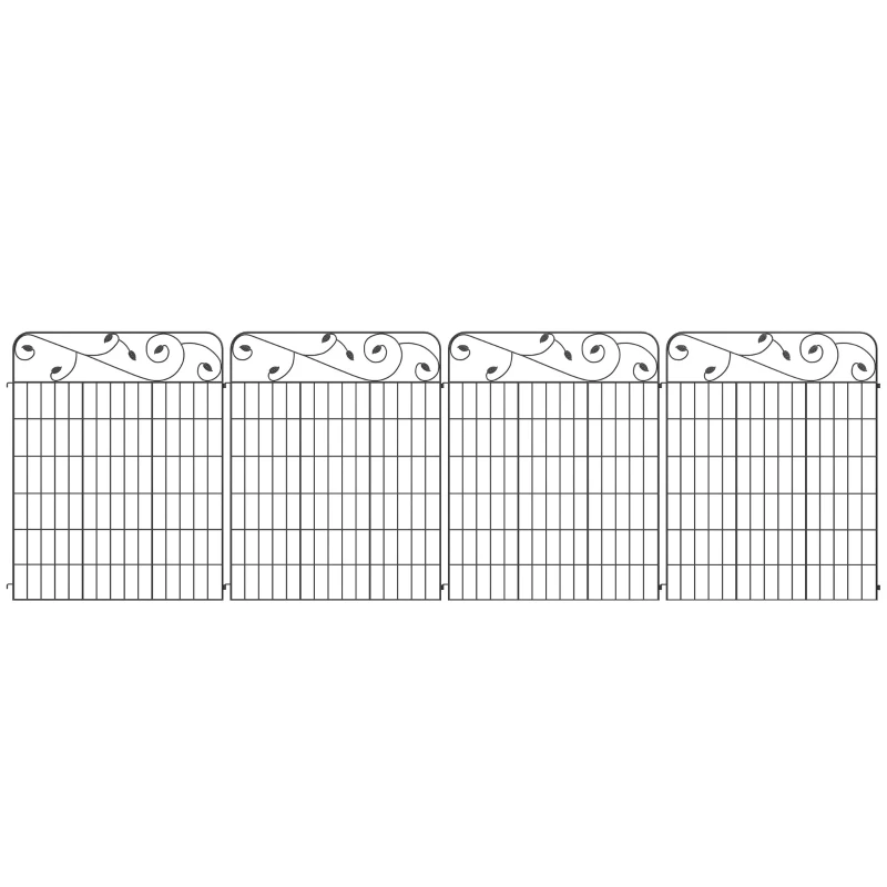 Outsunny Gartenzaun Gitterzaun Zaun, Vintage-Design, wetterbeständig, 3,52 x 1,1m, Schwarz