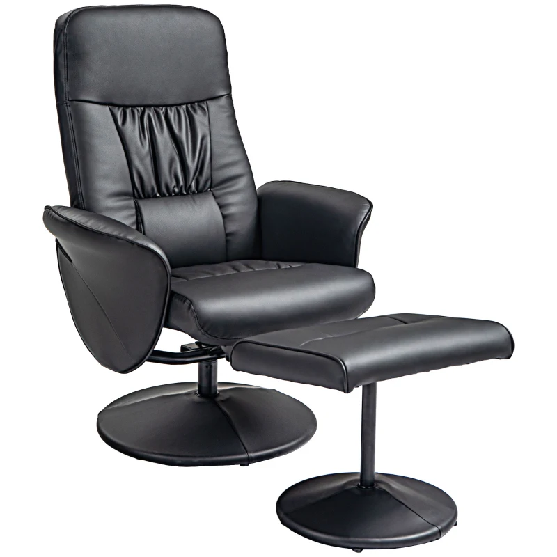 HOMCOM 2-piece chair set Chair with ottoman Recliner with ottoman, height-adjustable, reclining backrest, Black