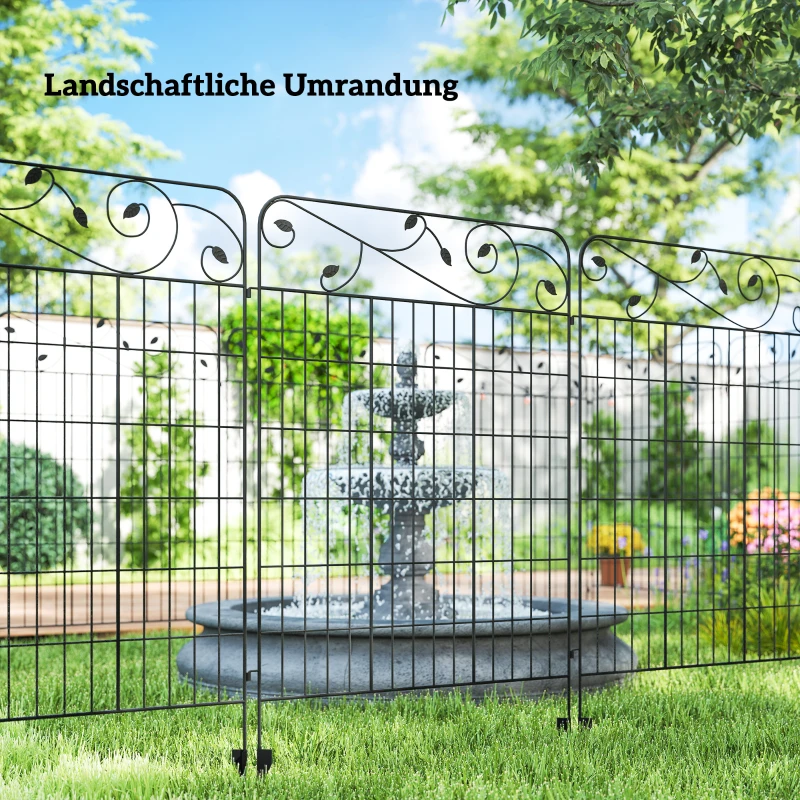 Outsunny Gartenzaun Gitterzaun Zaun, Vintage-Design, wetterbeständig, 3,52 x 1,1m, Schwarz