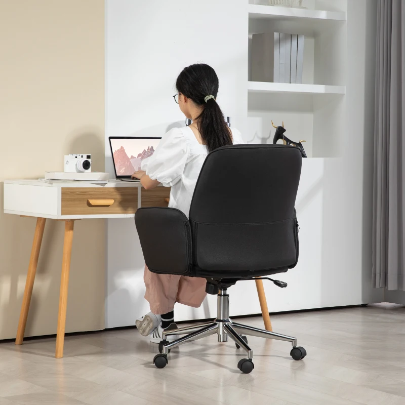 Vinsetto Office chair, height-adjustable, breathable cover, tilt function, up to 120 kg, Black