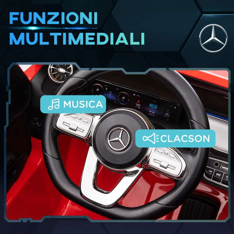 HOMCOM Macchina Elettrica per Bambini 3-8 Anni con Telecomando, Fari e Clacson, Rossa e Nera