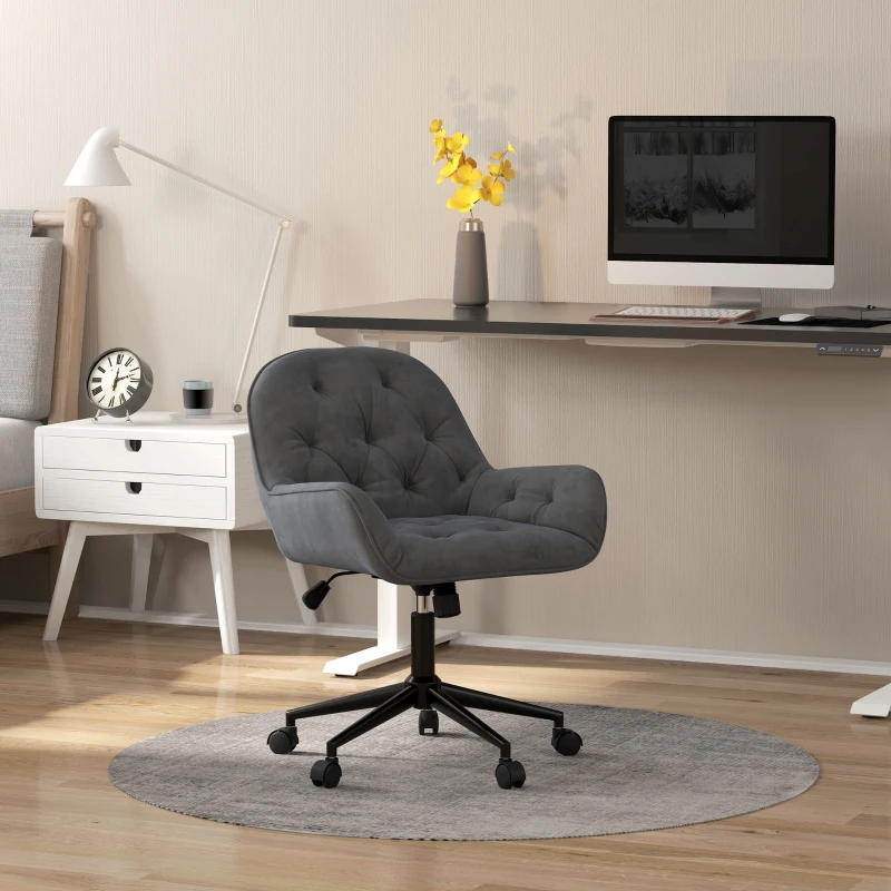 Vinsetto Office chair Desk chair Computer chair, height-adjustable, velvet-look, grey