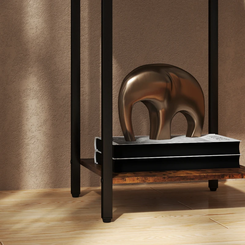 HOMCOM Industrial-style side table, with drawer and shelf, metal frame, wood, 40 x 40 x 68 cm, Brown