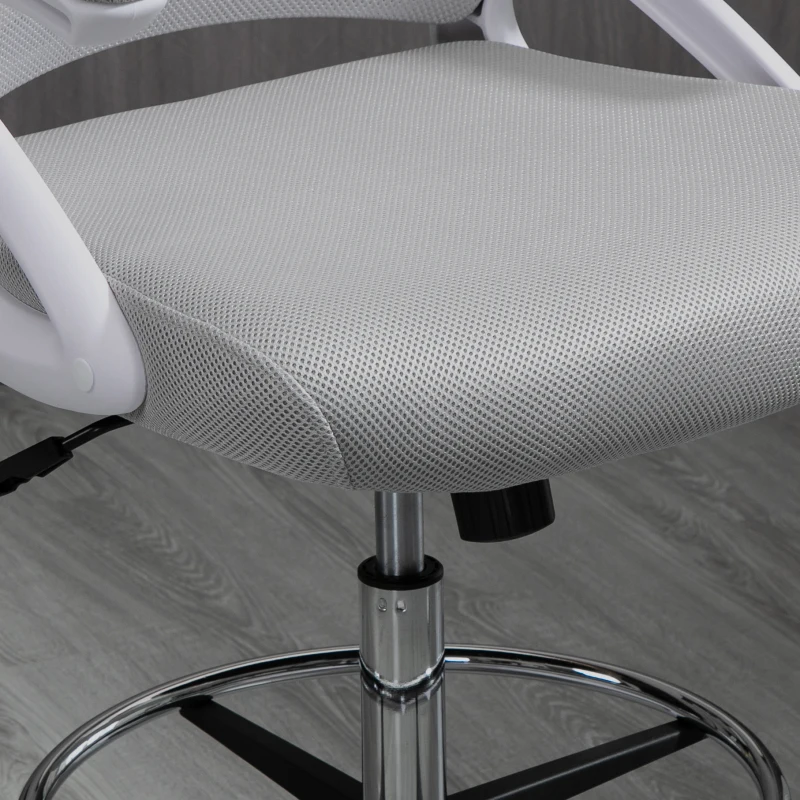 Vinsetto Bureaustoel, Ergonomische Schreibtischstoel, Sta-functie, met Voetensteun, Draaibare Zitting, Staal, Zwart, 64 x 60 x 106-126 cm(m-10)
